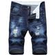 Allthemen Mens Summer Cotton Ripped Denim Shorts Dark blue 36