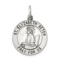 JewelryWeb 925 Sterling Silver Solid Satin Engravable Saint Elizabeth Seton Medal Pendant Necklace Measures 22x20mm Wide Jewelry Gi