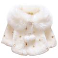 Keluosi Baby Girl Faux Fur Hooded Coat Jacket Cape Cloak Poncho White 6-12 Months