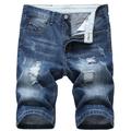 Allthemen Mens Summer Cotton Ripped Denim Shorts Blue 32