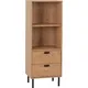 Seconique Leon 2 Drawer 2 Shelf Cabinet Medium Oak Effect Metal Legs