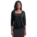 Plus Size Women's Stretch Knit Square Neck Top by The London Collection in Black (Size 3X)