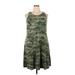 Old Navy Casual Dress - Mini Scoop Neck Sleeveless: Green Camo Dresses - Women's Size 2X