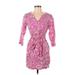 Boden Casual Dress - Mini V-Neck 3/4 sleeves: Pink Dresses - Women's Size 4 Petite