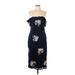 Nicole Miller New York Casual Dress - Sheath Open Neckline Sleeveless: Blue Print Dresses - Women's Size 12