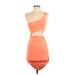 Cocktail Dress - Bodycon One Shoulder Sleeveless: Orange Solid Dresses - Women's Size X-Small