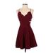 Trac Casual Dress - Party: Burgundy Solid Dresses - Women's Size Small