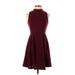 Everly Casual Dress - A-Line: Burgundy Solid Dresses - Women's Size Small