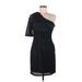 Nine West Casual Dress - Party Open Neckline Short sleeves: Black Print Dresses - Women's Size 8