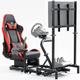 Dardoo racing simulator cockpit adjustable frame with Monitor Stand and Red Seat fit for Logitech G25 G29 G920 Thrustmaster T300 Fanatec racing steering wheel mount without wheel handbrake and pedals