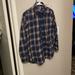 Brandy Melville Tops | Brandy Melville Oversized Plaid Shirt - One Size | Color: Blue/Cream | Size: One Size