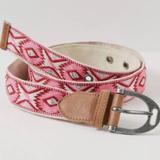 Free People Accessories | Free People Moving To Mars Handmade Belt Pink + Red Cotton Medium Large Nwt $38 | Color: Pink/Red | Size: M/L
