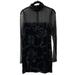 Free People Dresses | Free People Lace Floral Velvet Long Sleeve Mini Dress Mock Neck Black 4 | Color: Black | Size: 4