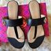 Tory Burch Shoes | New In Box Tory Burch Kira Thong Sandals Leather Shoes Size 5.5 Black Dust Bag! | Color: Black/Tan | Size: 5.5