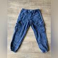 Free People Pants & Jumpsuits | Free People Cargo Pants Women’s Xs Blue Denim Jogger Jeans Harem Slouchy Grunge | Color: Blue | Size: Xs