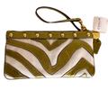 Coach Bags | Coach Zebra Wristlet Stud Metallic Leather And Fabric | Color: Gold/White | Size: Os