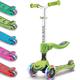 Kicknroll 2-in-1 Kick Scooter for Kids Ages 3-8, Foldable & 4 Adjustable Height Scooter with Seat, LED Flash 3 Wheel, Load 50 kg, Wide &Anti-Slip Deck, Toddler Scooter for 3 Year Old Boys Girls