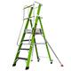 Little Giant Ladders 1304-064 Stadium Step Series 2 Work Platform, 4 Tread, Non Conductive Hi Viz Green Fibreglass, Fully Enclosed Work Platform, EN131-7
