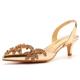 Bride Dresses Wedding Shoes,Women's Pumps,Slingback Heels,Pointed Toe Sling Back Kitten Heels Women 5CM,Gold,6 UK