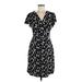 Nine West Casual Dress - Wrap: Black Print Dresses - Women's Size Medium