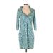 Gretchen Scott Designs Casual Dress - Sheath V Neck 3/4 sleeves: Blue Dresses - Women's Size X-Small