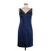 Elie Tahari Cocktail Dress - Sheath V-Neck Sleeveless: Blue Print Dresses - New - Women's Size 6