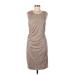 David Meister Cocktail Dress - Sheath Scoop Neck Sleeveless: Silver Dresses - Women's Size 12