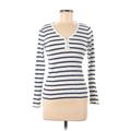 Gap Long Sleeve Henley Shirt: Ivory Color Block Tops - Women's Size 8