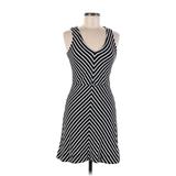 Banana Republic Factory Store Casual Dress - Mini V Neck Sleeveless: Black Chevron/Herringbone Dresses - Women's Size 6