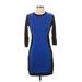 Mossimo Casual Dress - Sweater Dress: Blue Color Block Dresses - Women's Size P