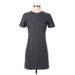 Babaton Casual Dress - Mini Crew Neck Short sleeves: Gray Dresses - Women's Size 0