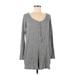 Aerie Casual Dress - Sweater Dress V-Neck Long sleeves: Gray Marled Dresses - Women's Size Medium
