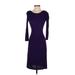 H By Halston Casual Dress - Sheath Scoop Neck 3/4 sleeves: Purple Print Dresses - Women's Size 4