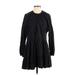 Zara Casual Dress - A-Line High Neck Long sleeves: Black Print Dresses - Women's Size Small