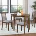 5 PCS Square Dining Table Set w/ 4 Upholstered Chairs for Family of 4, Kitchen Dining Table & Chairs Set for Small Space, Walnut