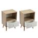 Natural+White Nightstands Set of 2 Wood Sofa Side Table with Pull-Out Storage Drawer and Open Shelf, Bedside Tables Organizer