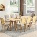 9 Pieces Dining Set with 6 Armless Dining Chairs, 2 Arm Chairs and Extendable Dining Table for Big Family, Natural+Grey