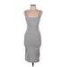 Trafaluc by Zara Casual Dress - Midi Square Sleeveless: Gray Solid Dresses - Women's Size Medium