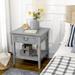 Gray Bed Side Table Vintage End Table with Storage Drawer and Open Shelf for Bedroom Wood Nightstand Coffee Table Snack Table