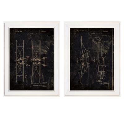 Set Of Two Airplane Patent I And Ii 1 White Framed Print Wall Art