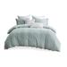 Gracie Mills Trujillo 3-Piece Embroidered Stripes Cotton Jacquard Duvet Cover Set