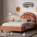 Basketball/Rainbow Design Twin Platform Bed Sport Style Upholstered Bed for Boys & Girls