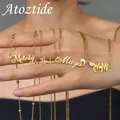 Atoztide-Colliers Pendentif Prénom Personnalisé pour Femme Acier Inoxydable Perles Coeur