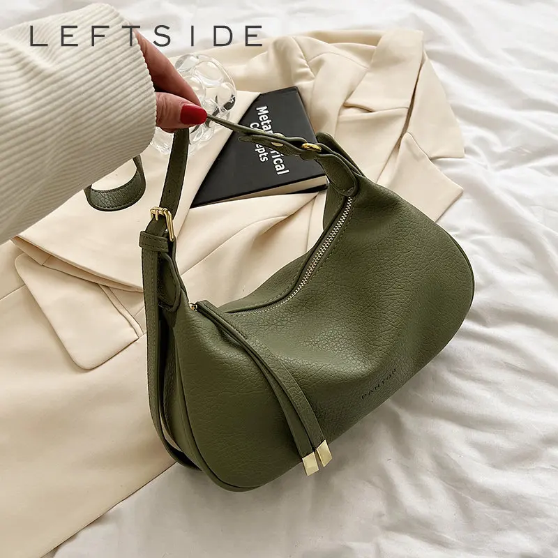 LEFTSIDE – sacs à bandoulière latéraux en cuir pour femmes, nouvelle tendance printemps 2025, sac de selle à la mode, sacs à main et bourses verts