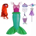 Robe cosplay style étranger pour filles jupe Ariel vêtements à paillettes sirène robe en queue de