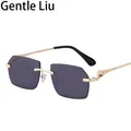 Lunettes de soleil carrées sans monture pour hommes et femmes marque de luxe sans cadre monture