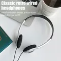 Casque filaire avec bandeau de style rétro matériau PVC écouteurs de musique casque pour Xiaomi