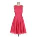 Tommy Hilfiger Cocktail Dress - A-Line High Neck Sleeveless: Pink Stripes Dresses - Women's Size 4