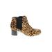 Topshop Ankle Boots: Slip-on Chunky Heel Bohemian Brown Leopard Print Shoes - Women's Size 4 - Round Toe