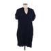 Madewell Casual Dress - Shift V-Neck Short sleeves: Blue Print Dresses - Women's Size Medium